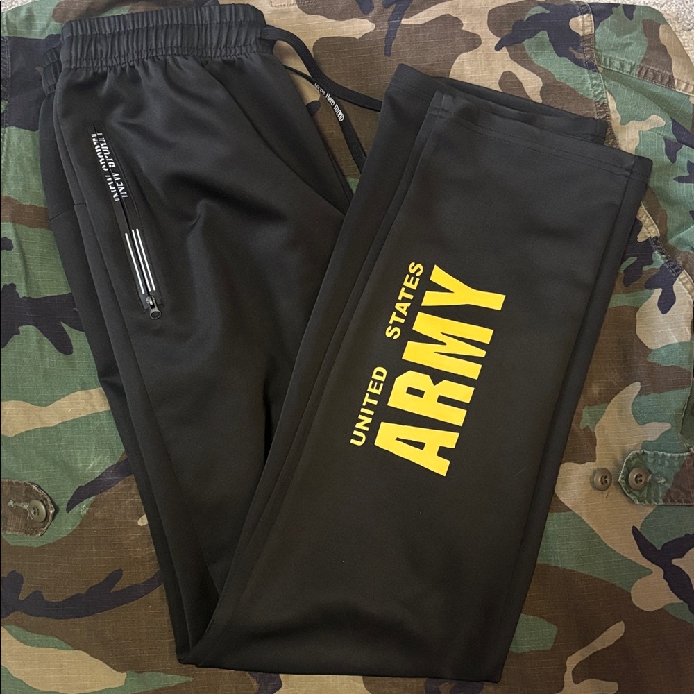 USA Black Joggers with Yellow Army Print. NWOT